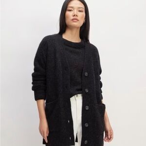 Everlane The Oversized Alpaca Cardigan Heathered Black